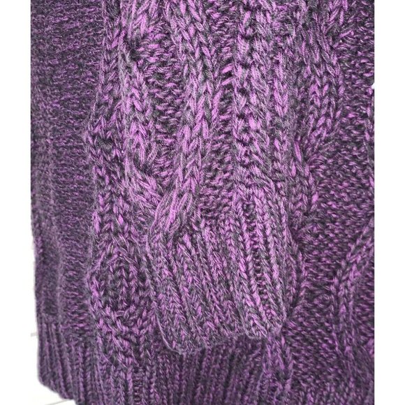 J. Jill Sz MEDIUM Sweater Purple Black Marled Chunky Knit Pullover Cotton EUC - Picture 5 of 9